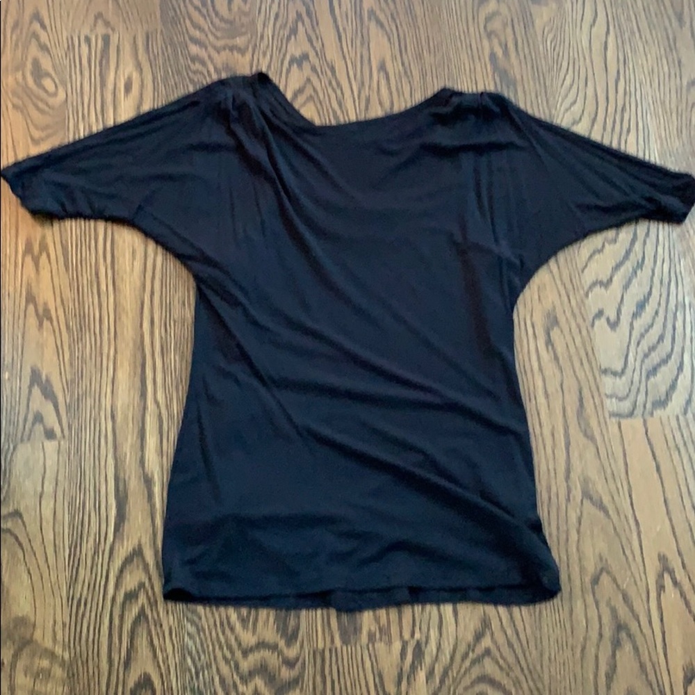 Yummie brand cold shoulder black top.